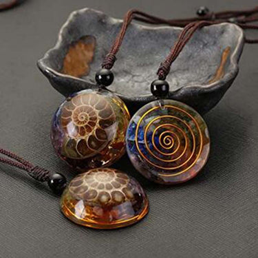 Handmade Ammonite & Natural Stone Half Sphere 'CONTEMPLATION' ORGONITE